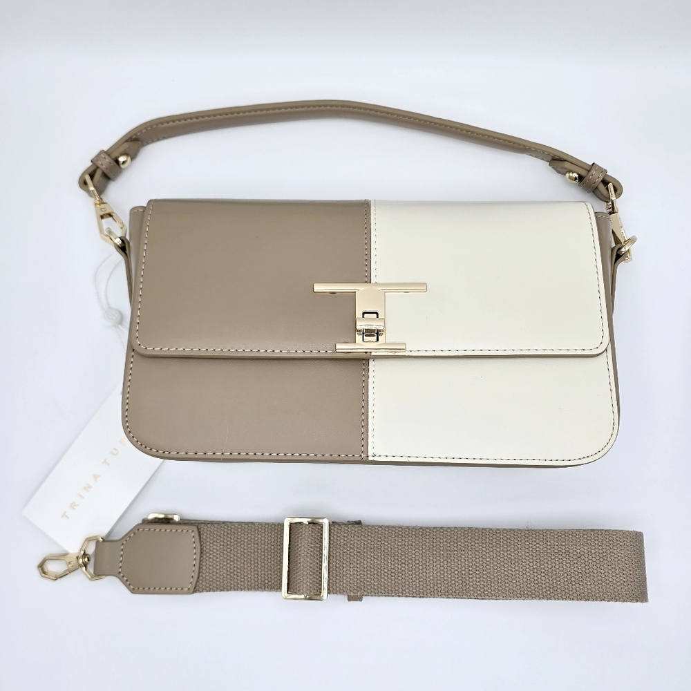 Trina Turk Morocco Two Tone Leather Crossbody Shoulder Bag - NWT